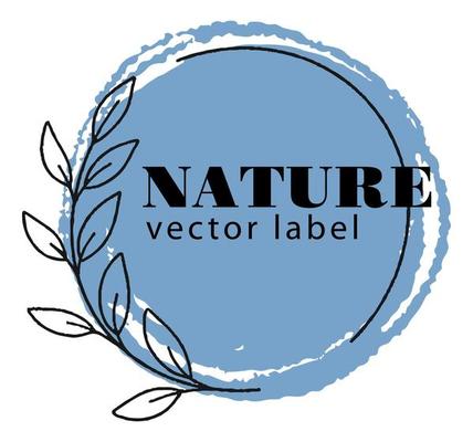Nature rounded label with foliage branch vector