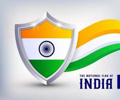 India metal shield flag vector design. India Flag Shield design Template. India independent day national flag design.