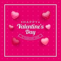 Happy Valentine's Day with calligraphic text. for uploading social media and websites. Romantic background with realistic design elements, hearts, heart shaped balloons. vector