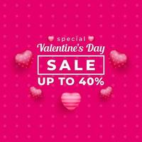 Design for Valentine's Day special off Banner Ad or Social Media Post. 'Happy Valentine's Day Text on Background with Hearts vector