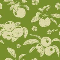 seamless pattern of yellow apples on a green background vector