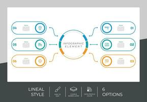 opción de círculo diseño vectorial infográfico con 6 opciones de estilo colorido para fines de presentación.la opción de línea infográfica se puede utilizar para negocios y marketing vector