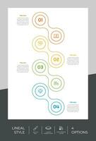 Circle option infographic vector design with 4 options colorful style for presentation purpose.Line option infographic can be used for business and marketing