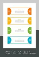 diseño de vector de infografía de opción cuadrada con 4 opciones de estilo colorido para fines de presentación.la infografía de opción de línea se puede utilizar para negocios y marketing