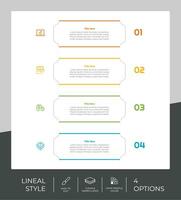 Square option infographic vector design with 4 options colorful style for presentation purpose.Line option infographic can be used for business and marketing