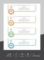 El diseño de vectores infográficos con 4 opciones se puede utilizar para el flujo de trabajo, la presentación y el propósito comercial.