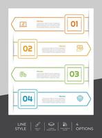 infografía de opción de negocio de presentación con estilo de línea y concepto colorido. Se pueden usar 4 opciones de infografía para fines comerciales. vector