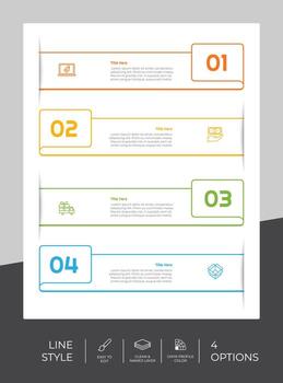 infografía de opción de negocio de presentación con estilo de línea y concepto colorido. Se pueden usar 4 opciones de infografía para fines comerciales. vector