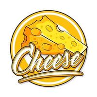 cheese food logo brand product cartoon style vector illustration grocery store logo editable text
