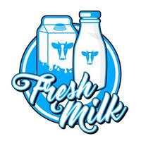 milk food logo brand product cartoon style vector illustration grocery store editable text