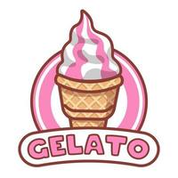 ice cream gelato logo food brand product cartoon style vector illustration editable text