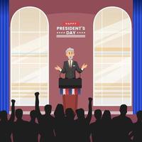 President's Day Indoor on the Building Background Old Man Speech front Peoples Cartoon Character vector