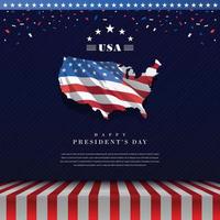 President's Day USA Flag and Map Background For Banner, Social Media Post vector