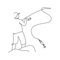 Fishing one line art minimalist. isolated white. suitable for pillows, wall art, t-shirts, etc. vector illustration