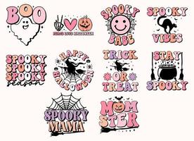 Retro Halloween typography designs vector file