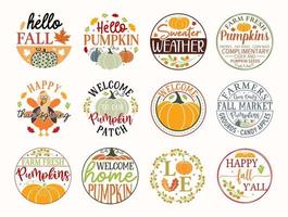 Round fall sign Bundle vector