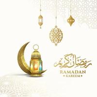 Ramadan Kareem greeting card design with crescent moon and lantern template vector