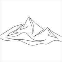 arte de línea de montaña, boceto de paisaje, dibujo de contorno de la naturaleza, montañas, paisaje minimalista, ilustración simple, diseño de coloración, archivo vectorial vector