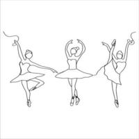 arte de línea de bailarinas, boceto de baile, dibujo de contorno de ballet, bailando, atleta minimalista, ilustración simple, diseño de coloración, archivo vectorial vector