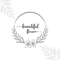 Botanical Floral element Hand Drawn Logo with Wild Flower and Leaves Logo vector