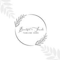 Botanical Floral element Hand Drawn Logo with Wild Flower and Leaves Logo vector