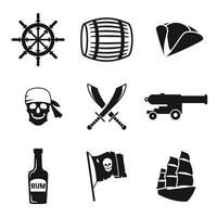 Pirate icons set vector