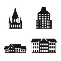 building Icons, black on a white background, simple icons set vector