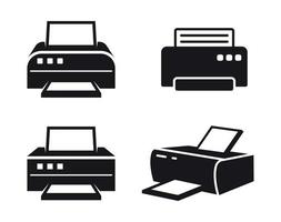 iconos de impresora negros, iconos aislados en un fondo blanco vector
