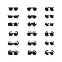 Black glasses icons set on white background vector