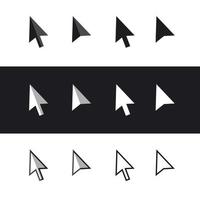 arrow cursors symbol icons, on a black and white background vector