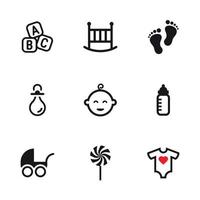 Baby stuff icons set. Black on a white background vector