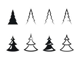 iconos del árbol de Navidad. Negro sobre un fondo blanco vector