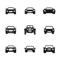 conjunto de iconos de coche. Negro sobre un fondo blanco vector