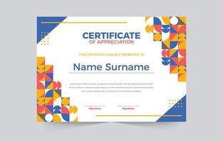 certificado plano minimalista con estilo abstracto vector