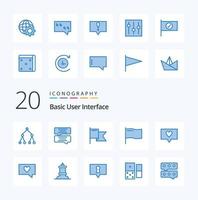 20 Basic Blue Color icon Pack like checked setting quote interface basic vector