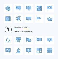 20 Basic Blue Color icon Pack like checked setting quote interface basic vector