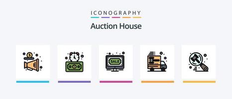 Auction Line Filled 5 Icon Pack Including legal. document. auction. auction paper. sale. Creative Icons Design vector