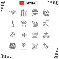 16 User Interface Outline Pack of modern Signs and Symbols of clothing news diamond live entertainment Editable Vector Design Elements