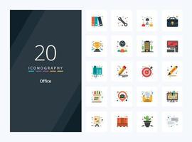 20 icono de color plano de oficina para presentación vector