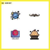 Modern Set of 4 Filledline Flat Colors and symbols such as physics compass space movember timer Editable Vector Design Elements