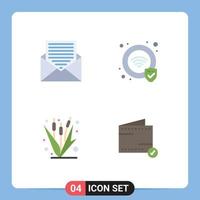 Group of 4 Flat Icons Signs and Symbols for communication crop envelope security farming Editable Vector Design Elements