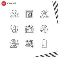 9 Thematic Vector Outlines and Editable Symbols of demand feelings website progress empathy hat Editable Vector Design Elements