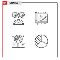 4 User Interface Line Pack of modern Signs and Symbols of applied science idea mechanization business celebration Editable Vector Design Elements