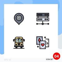 Group of 4 Filledline Flat Colors Signs and Symbols for gear transport map hosting center card Editable Vector Design Elements