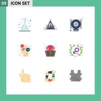 User Interface Pack of 9 Basic Flat Colors of bucket idea outdoor business brain Editable Vector Design Elements