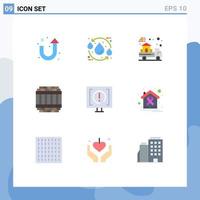 paquete de 9 signos y símbolos modernos de colores planos para medios de impresión web, como elementos de diseño de vectores editables de la arquitectura de la cárcel de entrega al cliente