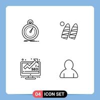 Universal Icon Symbols Group of 4 Modern Filledline Flat Colors of done analysis speed surfing monitor Editable Vector Design Elements