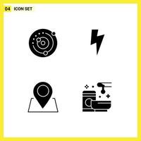 Pictogram Set of 4 Simple Solid Glyphs of orbit marker solar system power relax Editable Vector Design Elements