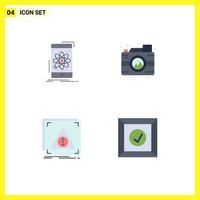 Mobile Interface Flat Icon Set of 4 Pictograms of data error research process denied Editable Vector Design Elements