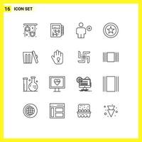 Group of 16 Outlines Signs and Symbols for environment business add coin new Editable Vector Design Elements